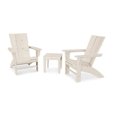 POLYWOOD Modern 3-Piece Curveback Adirondack Set - Sand